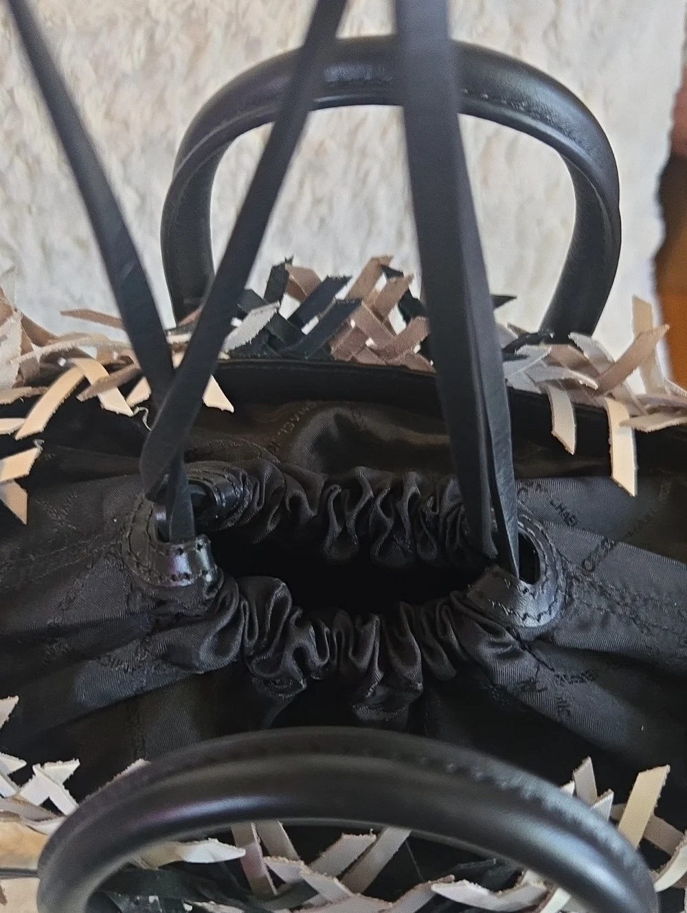 Michael Kors Black, White & Gray Woven Bucket Tote Like New Condition